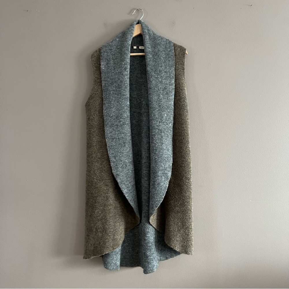 Anthropologie Moth Avalee Vest Open Front Sweater Duster Wool Blend Lagenlook ML - Picture 2 of 11
